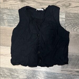 Abercrombie & Fitch Black Sleeveless Button-Up Top